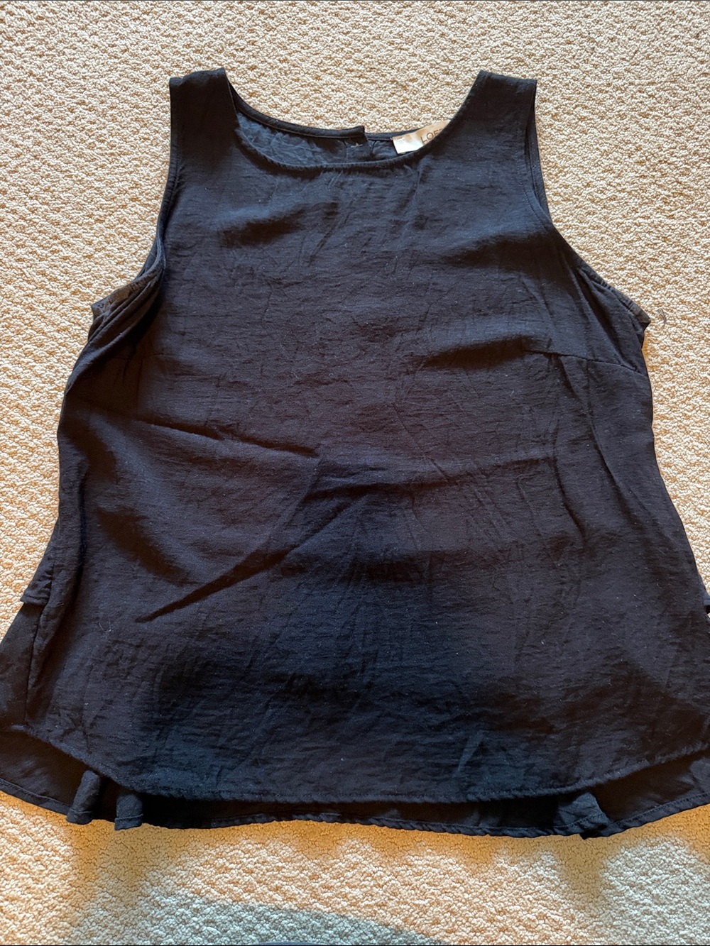 Women's Black Sleeveless Tank Top with back ruffle detail